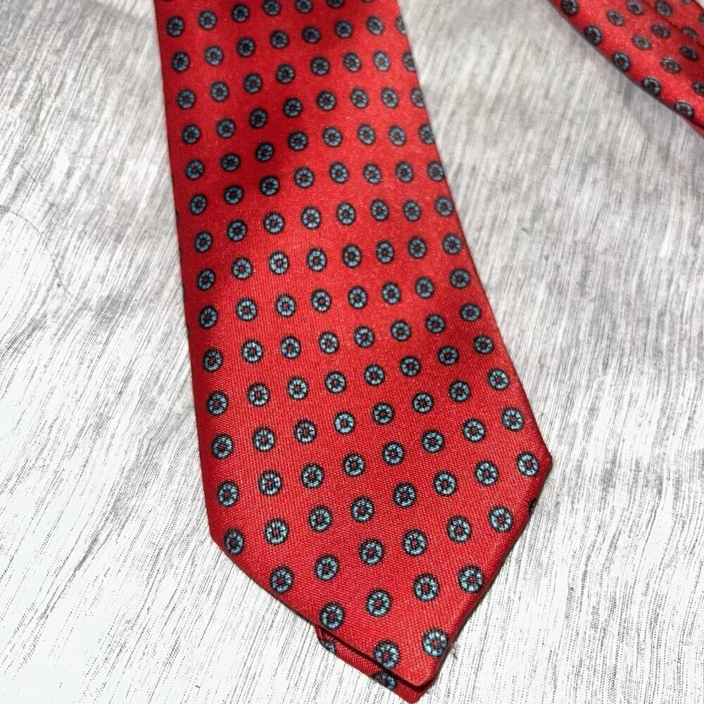 Vintage Carnaval de Paris Red Blue Abstract Made In France Pure Silk Tie